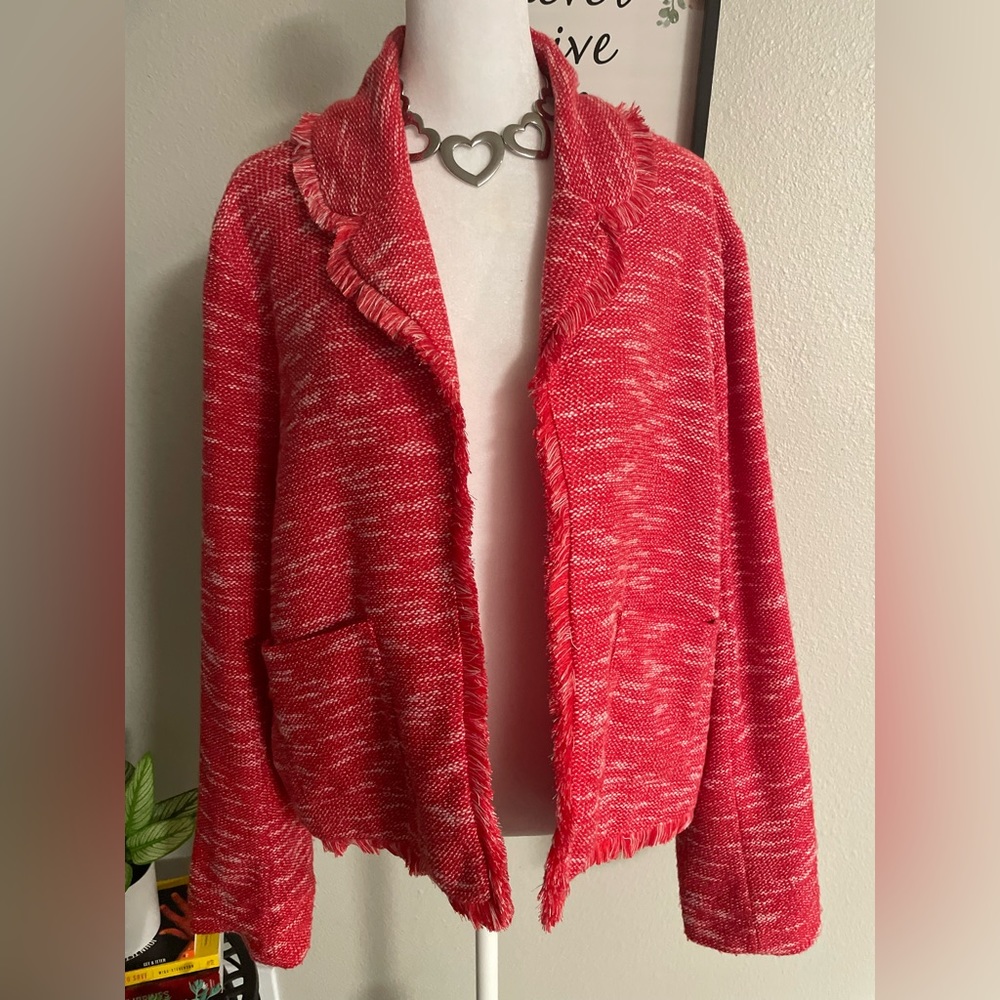 Pre Owned Women’s ELLE Waist Coat Jacket with Fringe & Pockets Size L - Picture 1 of 11